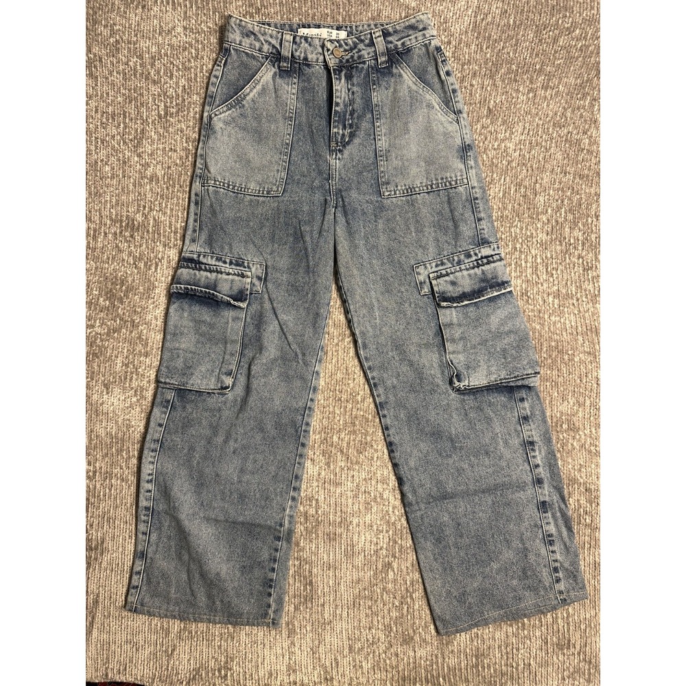 Meraki Cargo Denim Jeans Multi Pocket Paratrooper Baggy Y2K Style size 4 Women's